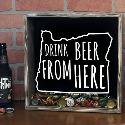 Oregon Drink Beer From Here Beer Cap Shadow Box