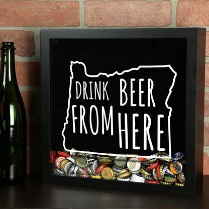 Oregon Drink Beer From Here Beer Cap Shadow Box