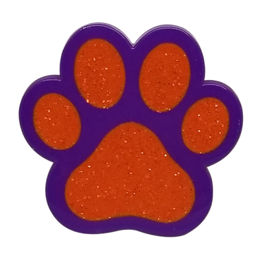 Paw Print (Orange/Purple) Glitter Ball Marker & Hat Clip by ReadyGOLF