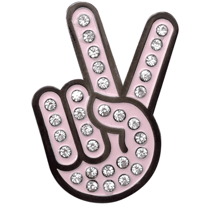 Peace Sign Hand Gesture Crystal Ball Marker &amp; Hat Clip by ReadyGOLF