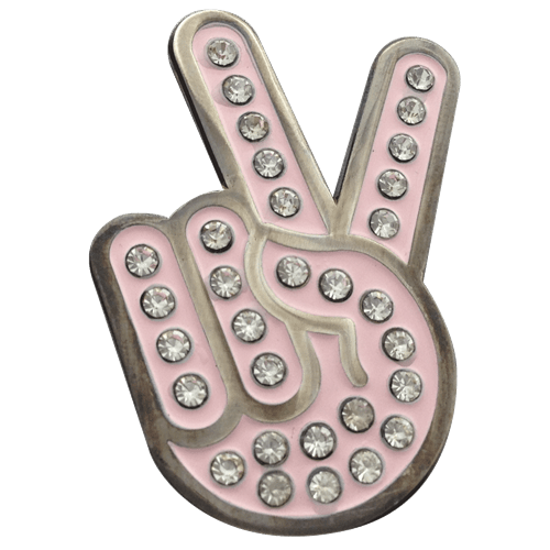 Peace Sign Hand Gesture Crystal Ball Marker &amp; Hat Clip by ReadyGOLF