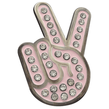 Peace Sign Hand Gesture Crystal Ball Marker &amp; Hat Clip by ReadyGOLF