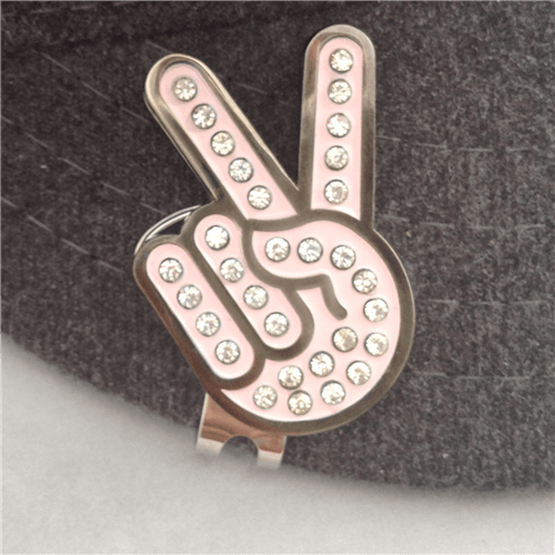 Peace Sign Hand Gesture Crystal Ball Marker &amp; Hat Clip by ReadyGOLF