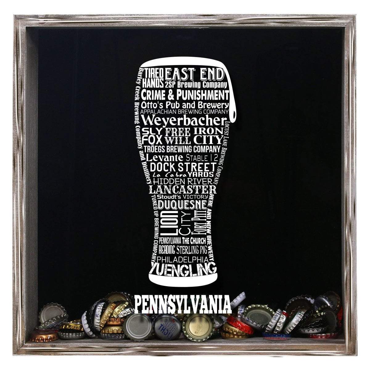 Pennsylvania Beer Typography Shadow Box