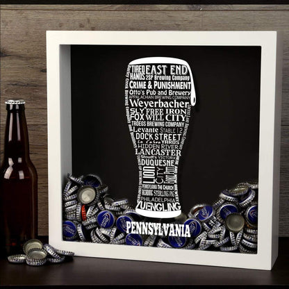 Pennsylvania Beer Typography Shadow Box