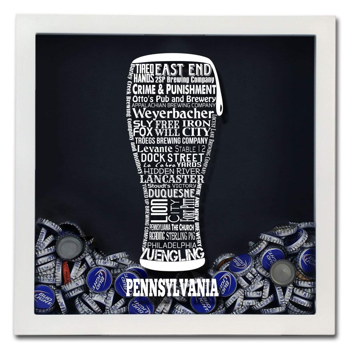 Pennsylvania Beer Typography Shadow Box
