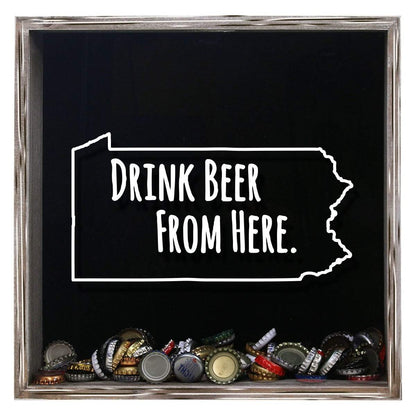 Pennsylvania Drink Beer From Here Beer Cap Shadow Box
