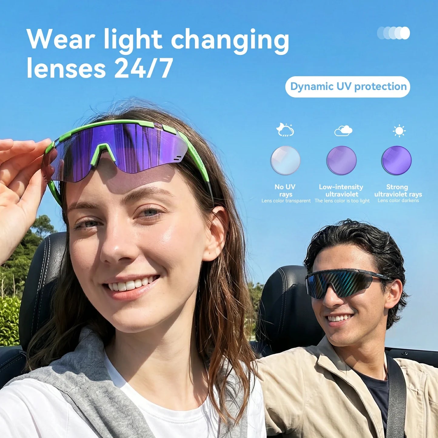 Photochromic Cycling Sunglasses with UV400 Protection, Prescription Ready