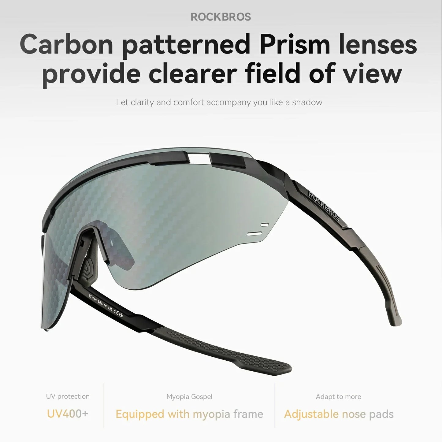 Photochromic Cycling Sunglasses with UV400 Protection, Prescription Ready