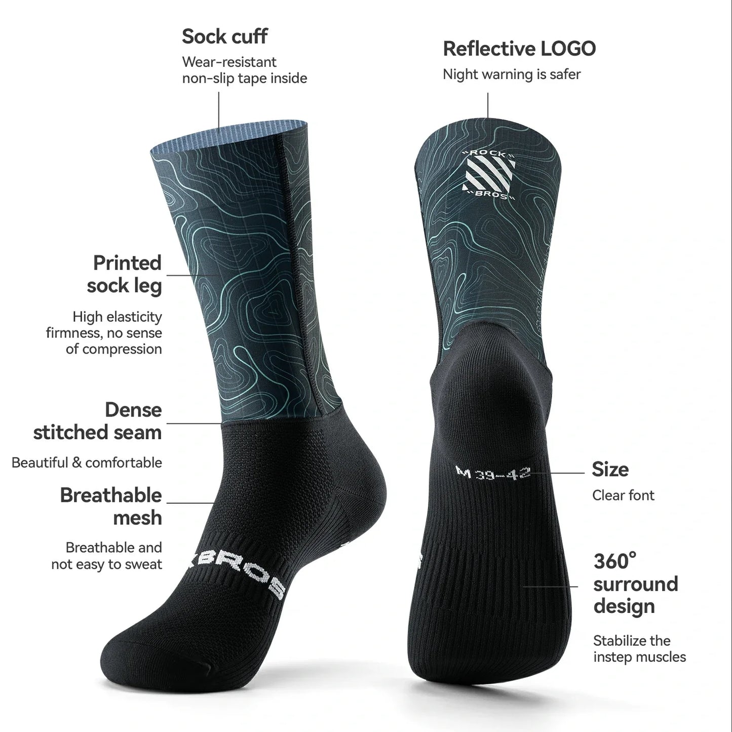 Professional Cycling Compression Socks Breathable