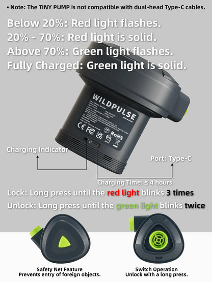 Qunature 5KPa Rechargeable Electric Air Pump with 3 Nozzles