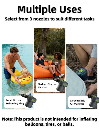 Qunature 5KPa Rechargeable Electric Air Pump with 3 Nozzles