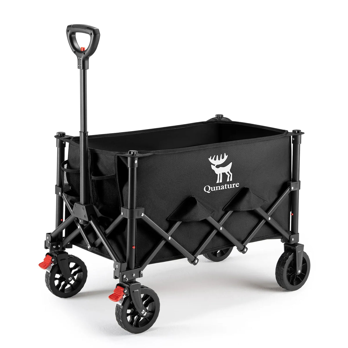 Qunature 220lbs Foldable Utility Wagon Cart with 360° Swivel Wheels
