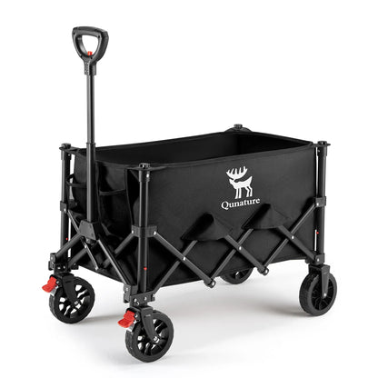 Qunature 220lbs Foldable Utility Wagon Cart with 360° Swivel Wheels