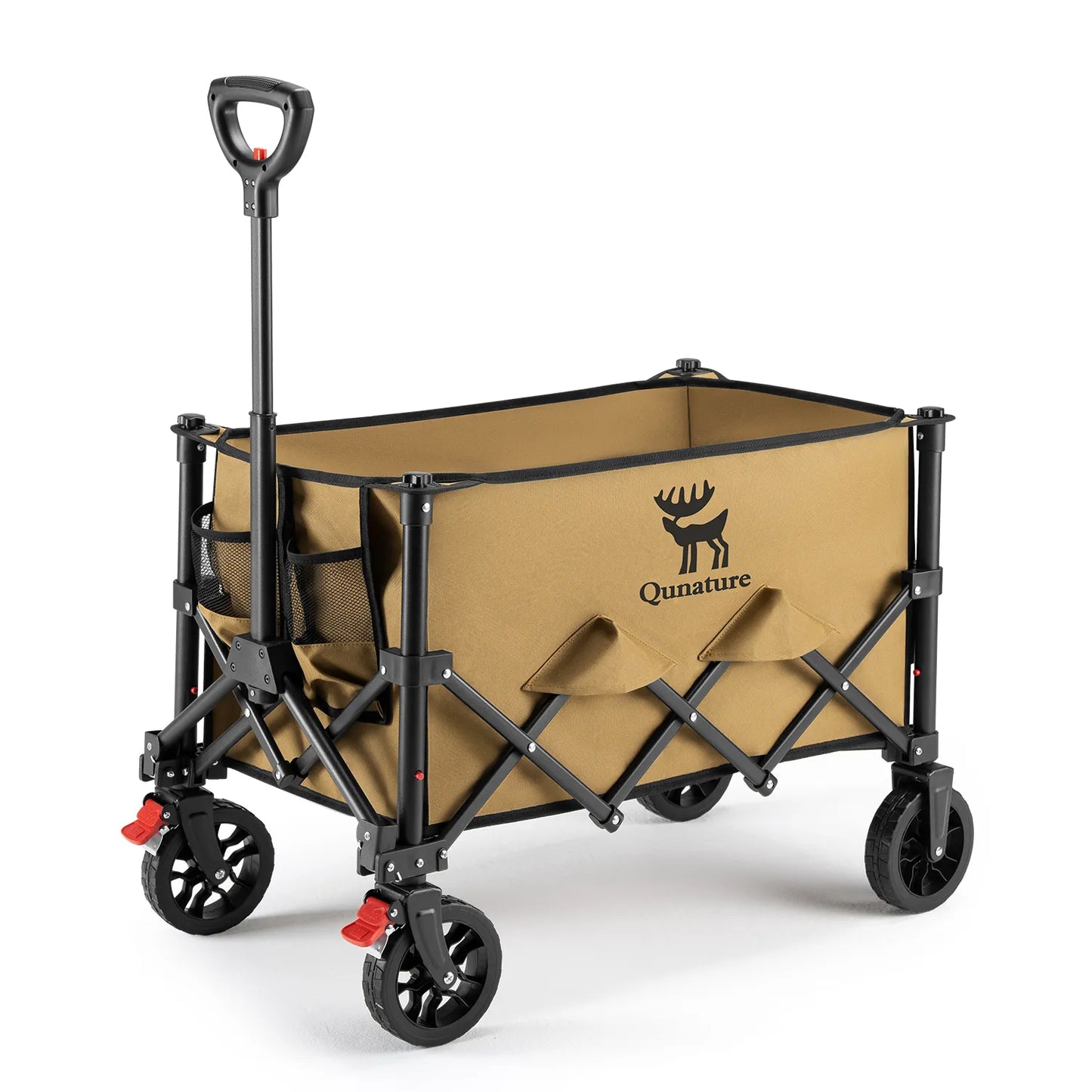 Qunature 220lbs Foldable Utility Wagon Cart with 360° Swivel Wheels