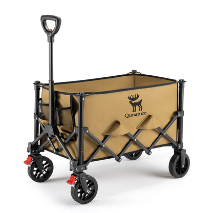 Qunature 220lbs Foldable Utility Wagon Cart with 360° Swivel Wheels