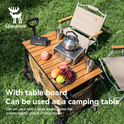 Qunature 220lbs Foldable Utility Wagon Cart with 360° Swivel Wheels