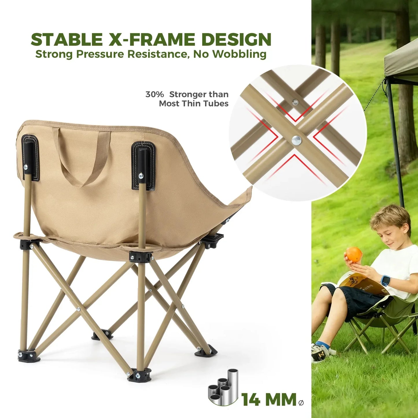 Qunature Folding Carbon Steel Camping Chair - Adult & Kids Sizes