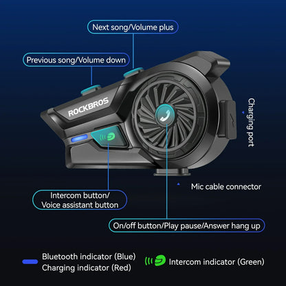 R1 Motorcycle Bluetooth Communication Headset Helmet Speakers