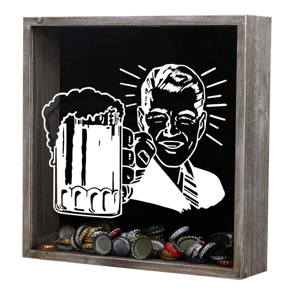 Retro Craft Beer Cap Shadow Box