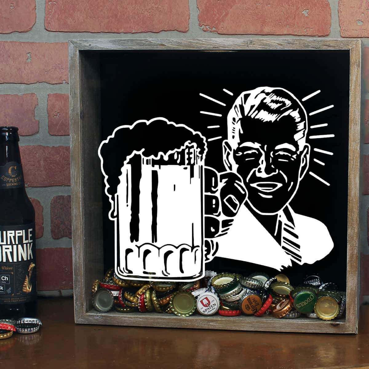 Retro Craft Beer Cap Shadow Box