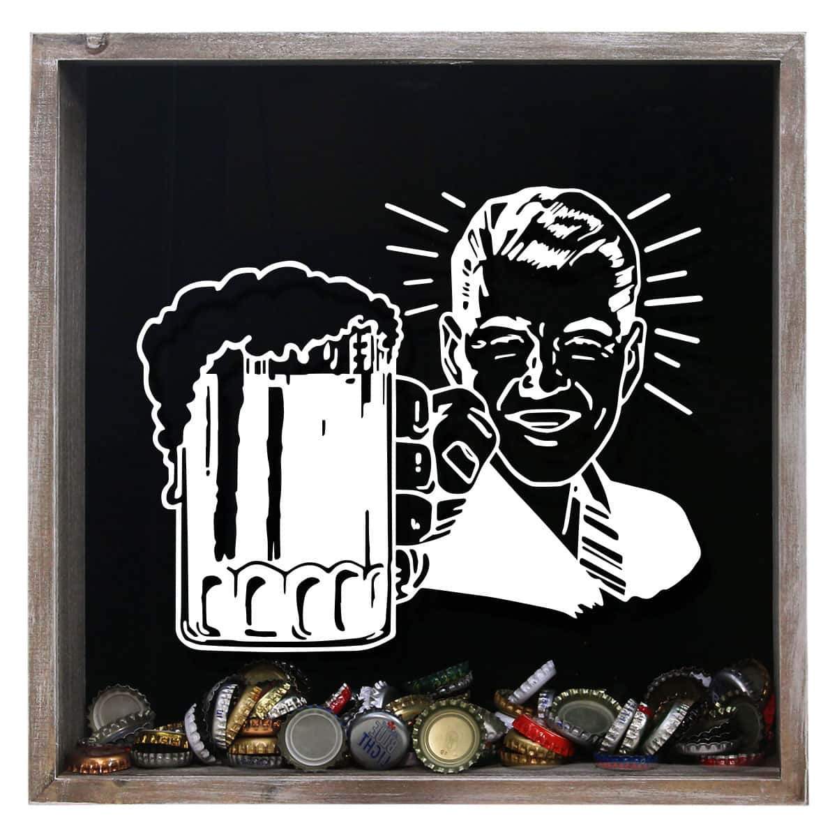 Retro Craft Beer Cap Shadow Box