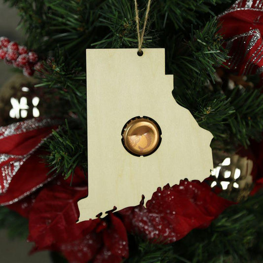 Rhode Island Beer Cap Map Ornaments