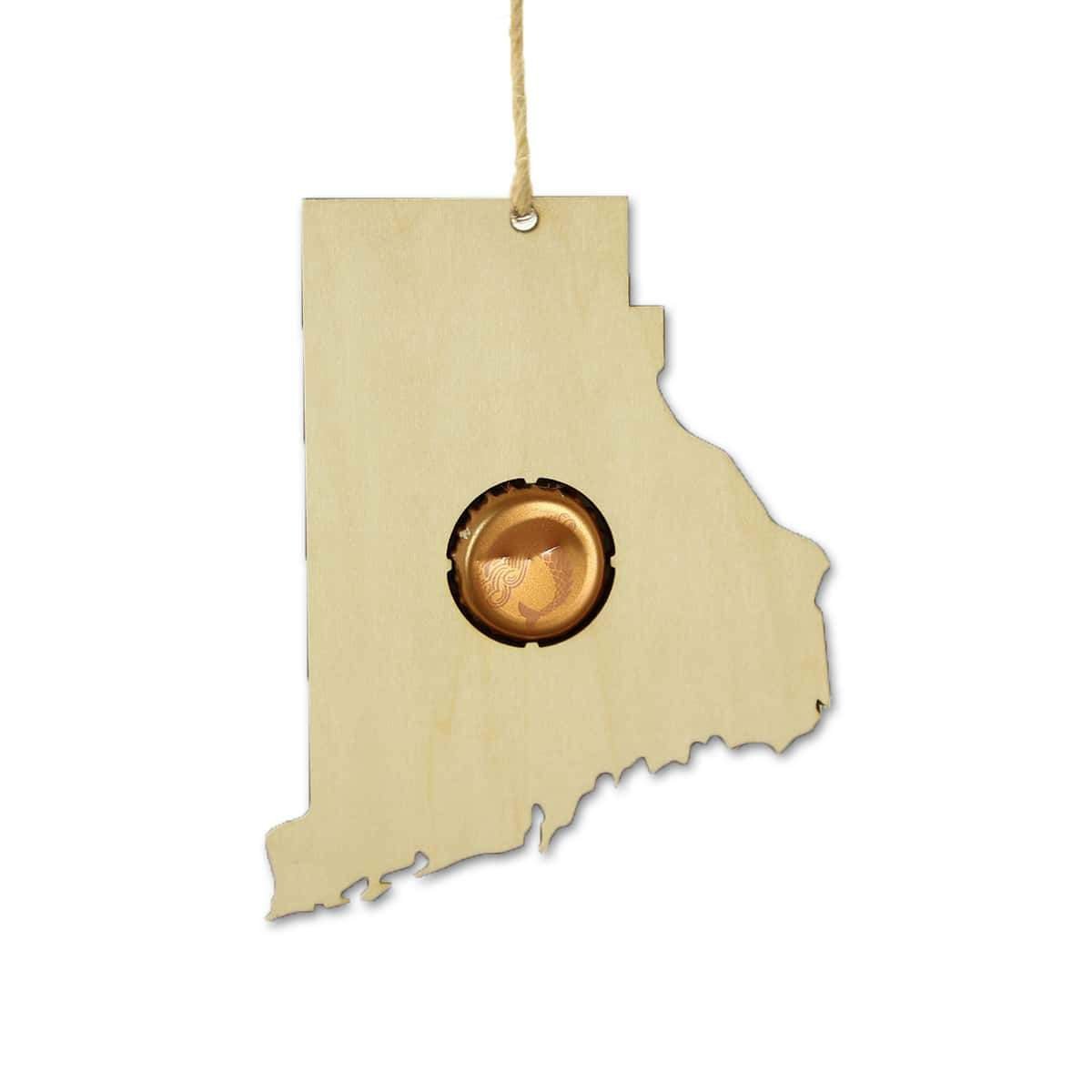 Rhode Island Beer Cap Map Ornaments