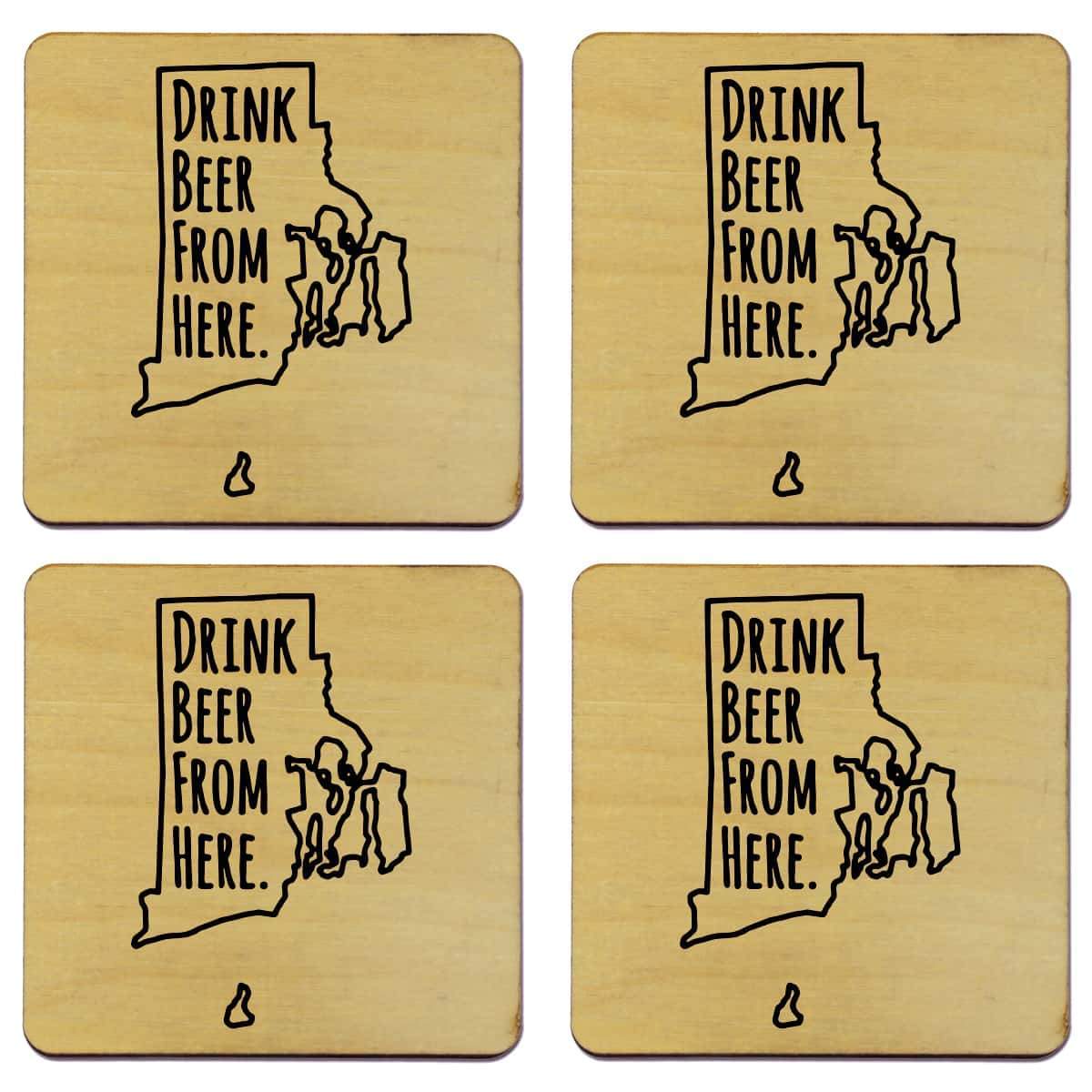 Rhode Island Drink Beer From Here Coasters