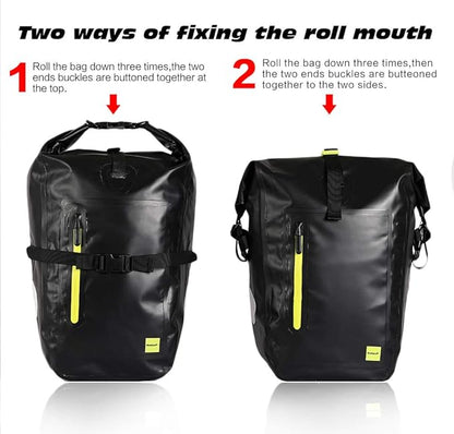 Rhinowalk 25 Liter Waterproof Bike Pannier Bag- Cargo Rack Saddle Bag Shoulder Bag Laptop Pannier Bag
