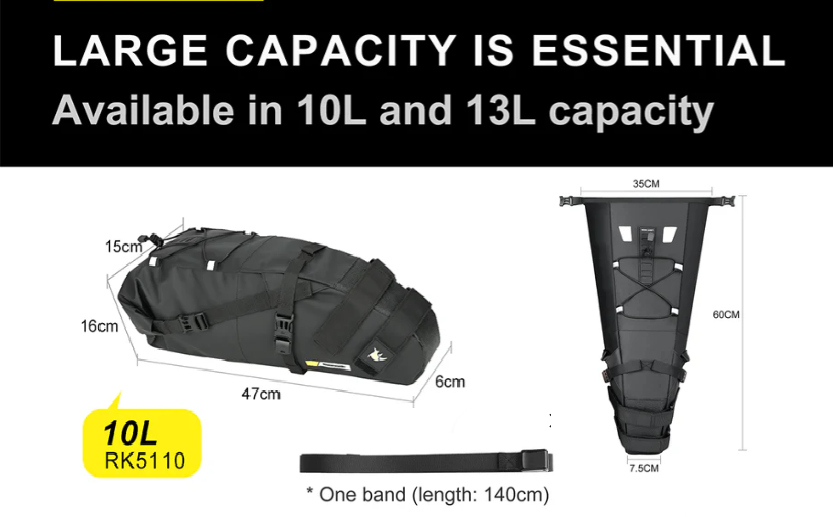 Rhinowalk 10L Saddle Bag with Waterproof Line Under Seat Storage for Biking-RK5100