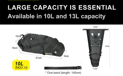 Rhinowalk 10L Saddle Bag with Waterproof Line Under Seat Storage for Biking-RK5100