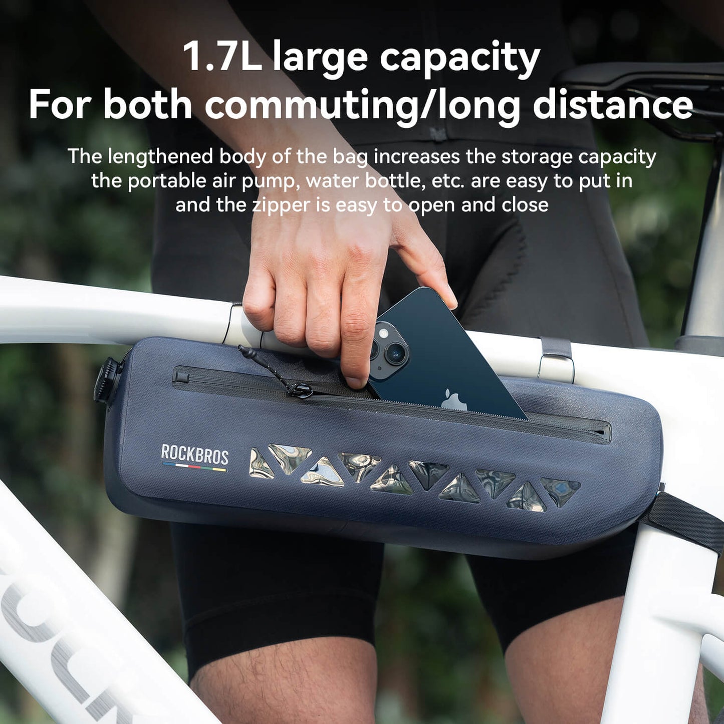 ROCKBROS 100% Waterproof Bike Frame Bag 1.7L Road-to-Sky