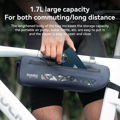 ROCKBROS 100% Waterproof Bike Frame Bag 1.7L Road-to-Sky