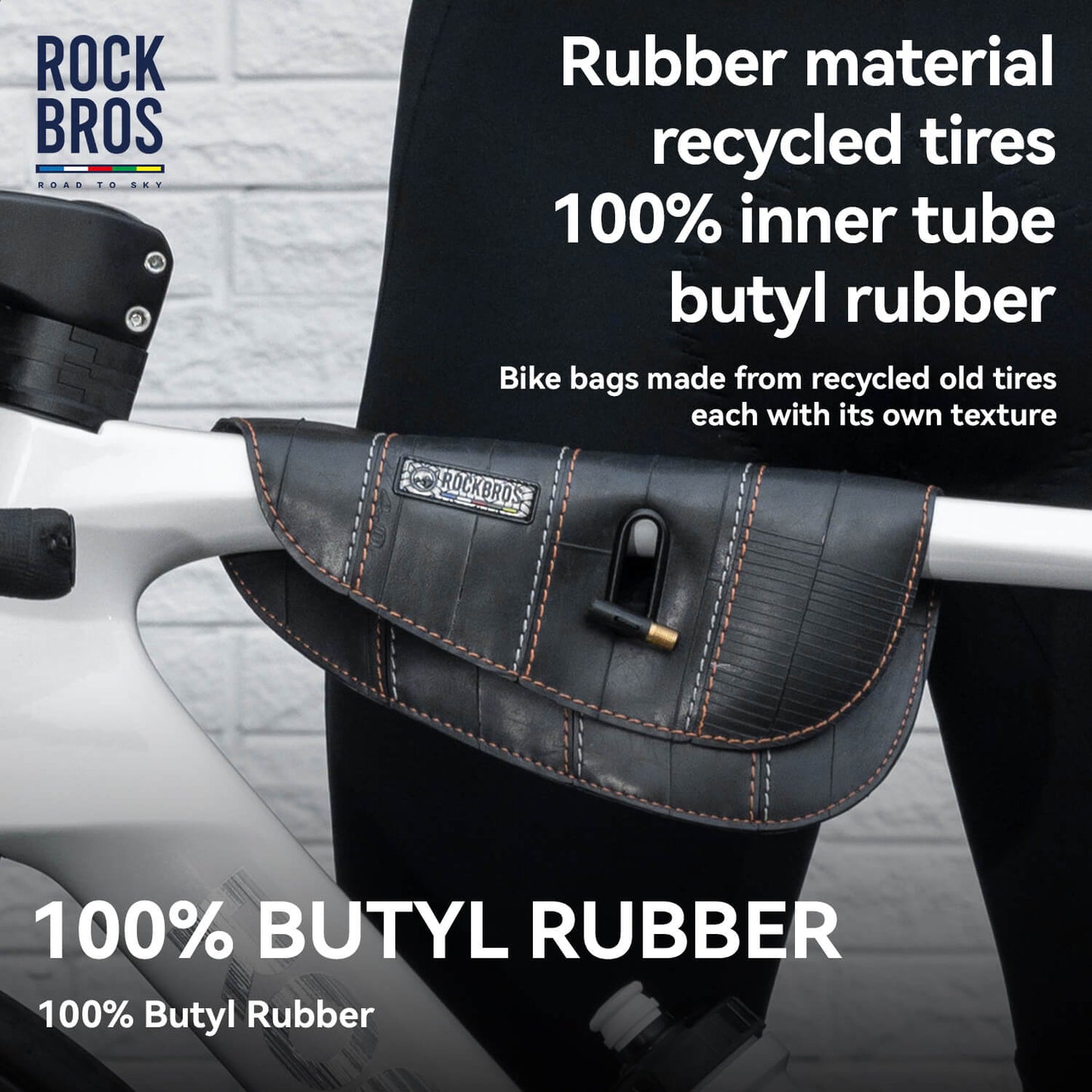 ROAD TO SKY Recycled Tire Bike Frame Bag - 0.5L