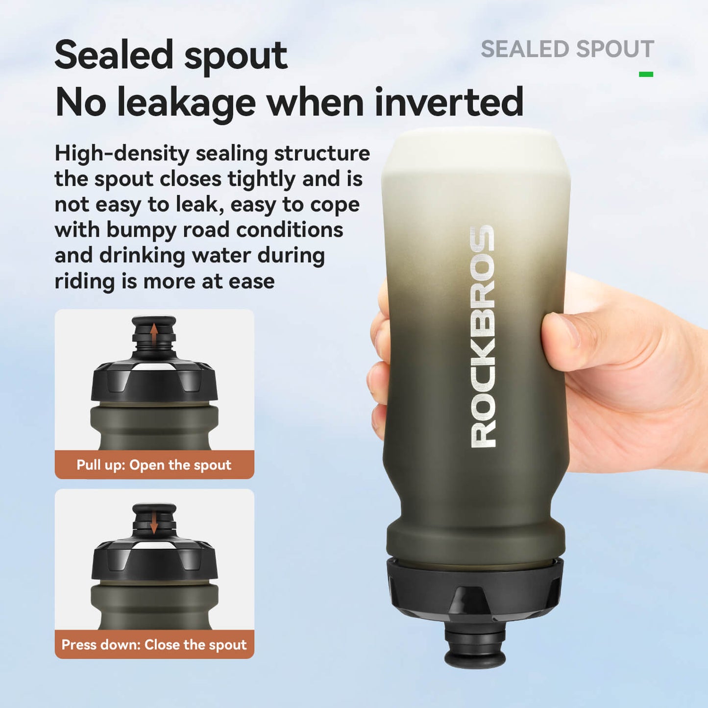 Bike Water Bottle with Soft-Touch Grip & Pull-Top Lid - 600/750ml