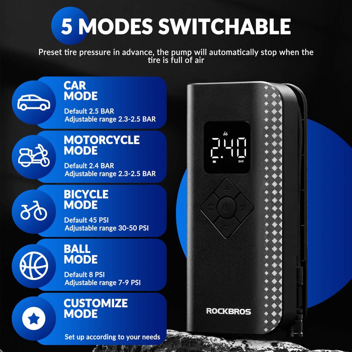 A13 Mini Electric Air Bike Tire Pump 150PSl