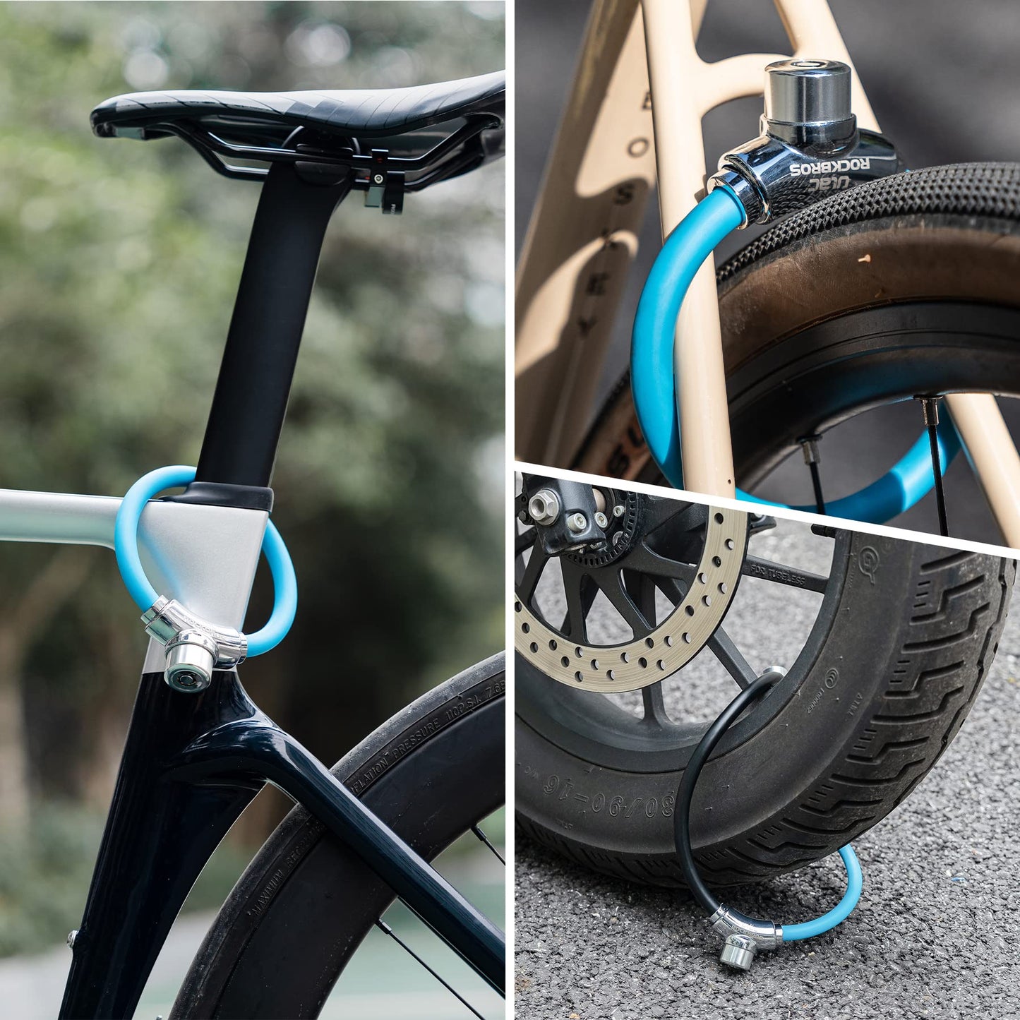 ROCKBROS Anti-Theft Bike Cable Lock Portable Key Lock Rustproof