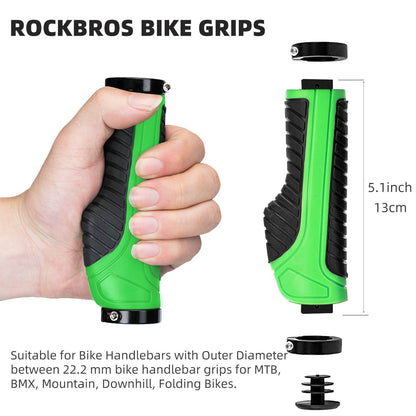 Bike Handle Grips with Double Lock-On Clamps – Aluminum Ends for MTB & BMX