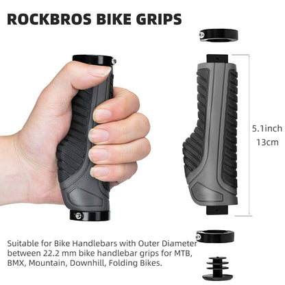Bike Handle Grips with Double Lock-On Clamps – Aluminum Ends for MTB & BMX