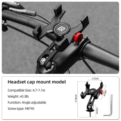 ROCKBROS Bike Phone Holder, Aluminum Handlebar Mount for 4.7-7.1" Phones