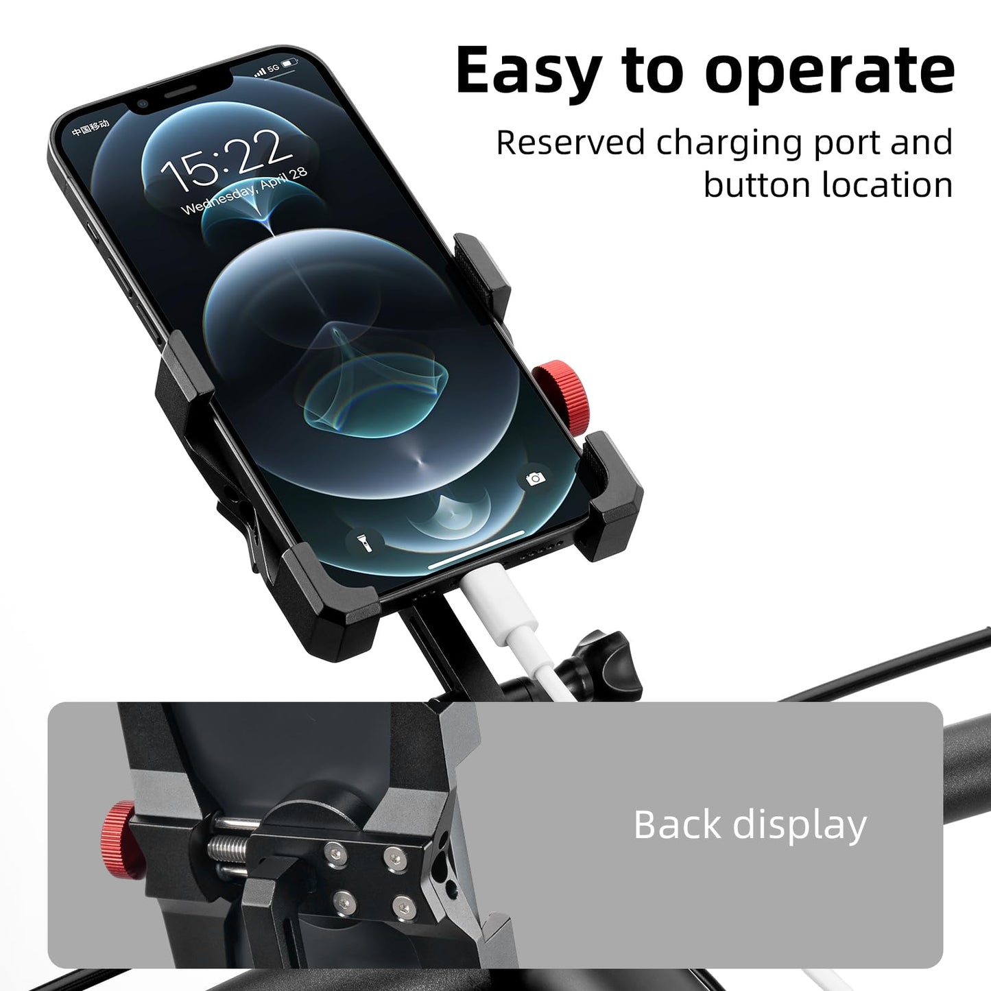 ROCKBROS Bike Phone Holder, Aluminum Handlebar Mount for 4.7-7.1" Phones