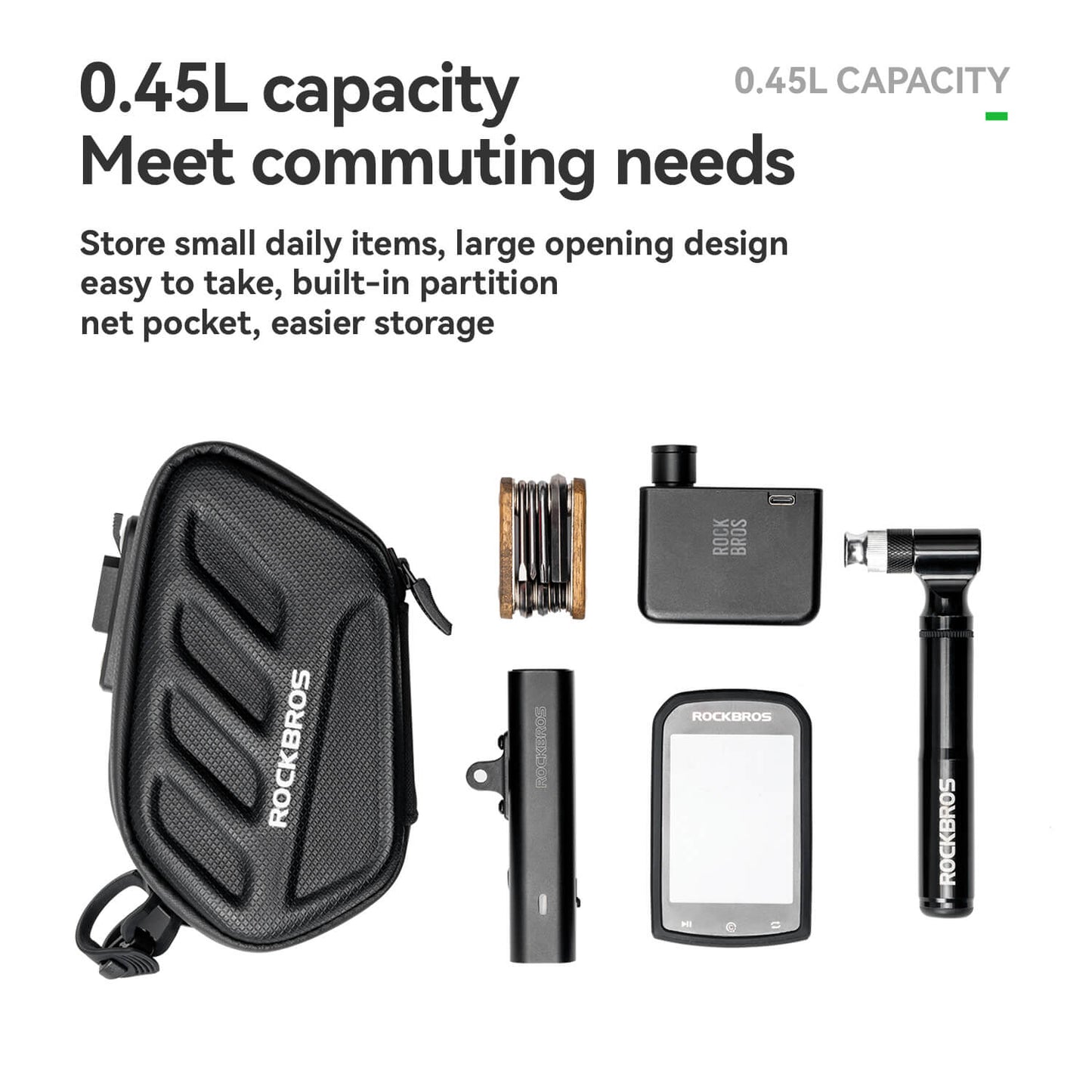C61 Hard Shell Bike Saddle Bag with Light