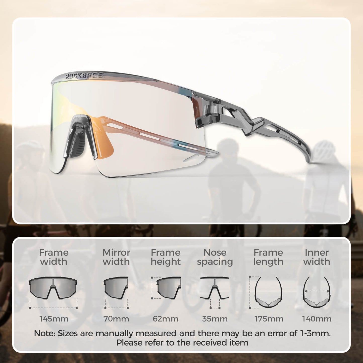 Half Frame Photochromic Cycling Sunglasses - SP337