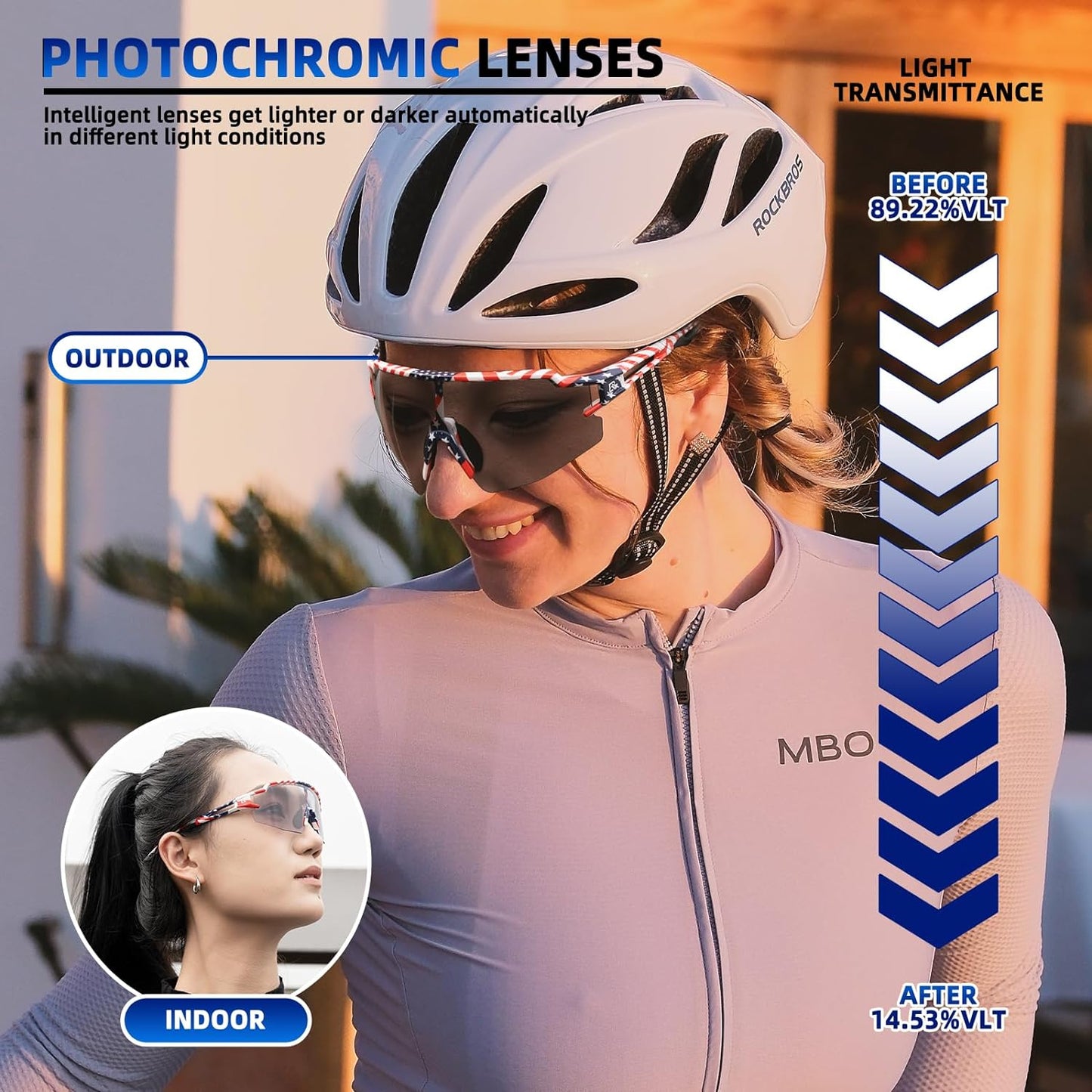 Half-Frame Photochromic Sports Sunglasses (UV400)