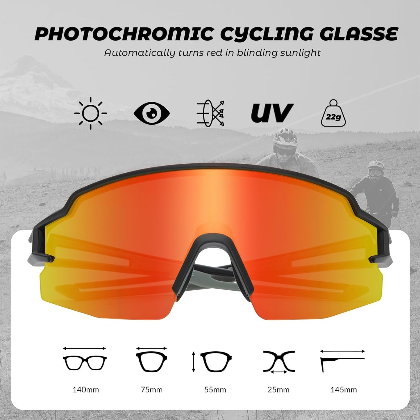 Half-Frame Photochromic Sports Sunglasses (UV400)