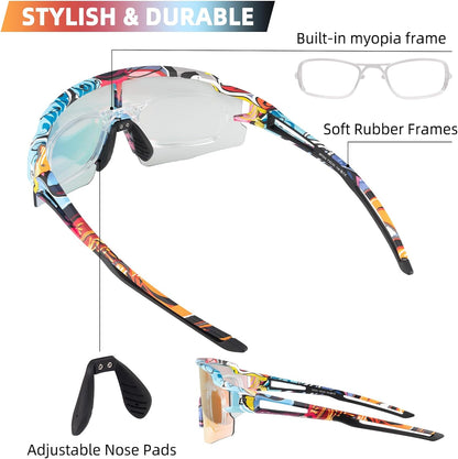 Half-Frame Photochromic Sports Sunglasses (UV400)
