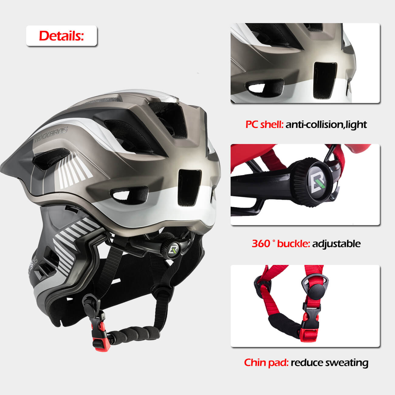 ROCKBROS Kids Bike Helmet Full Face Safety Helmet