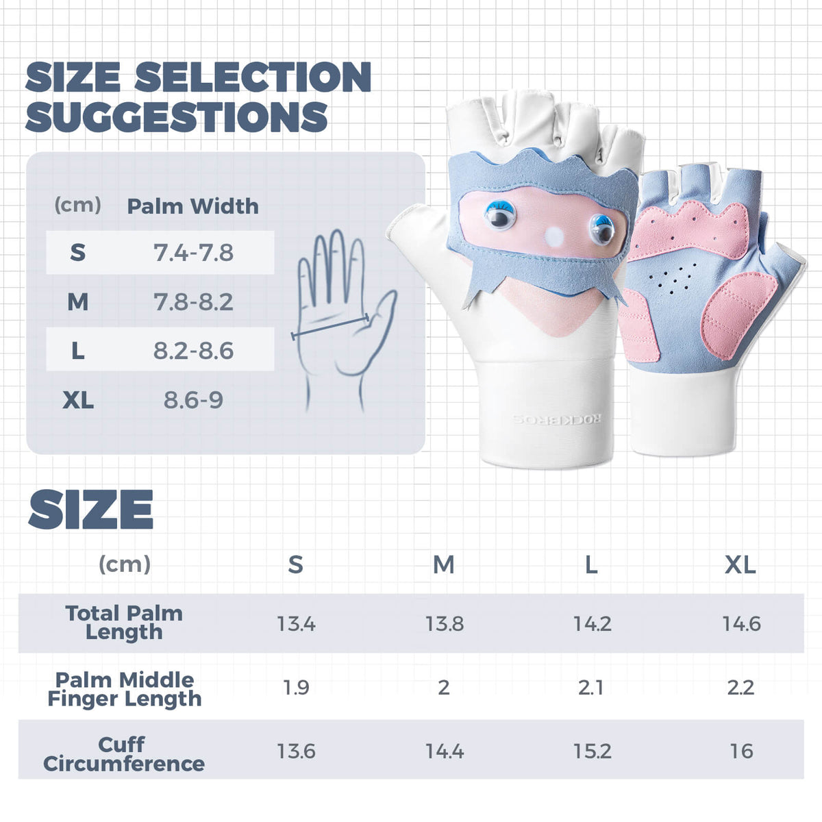 Cute Kids Half-Finger Cycling Gloves Non-Slip Padded Unisex