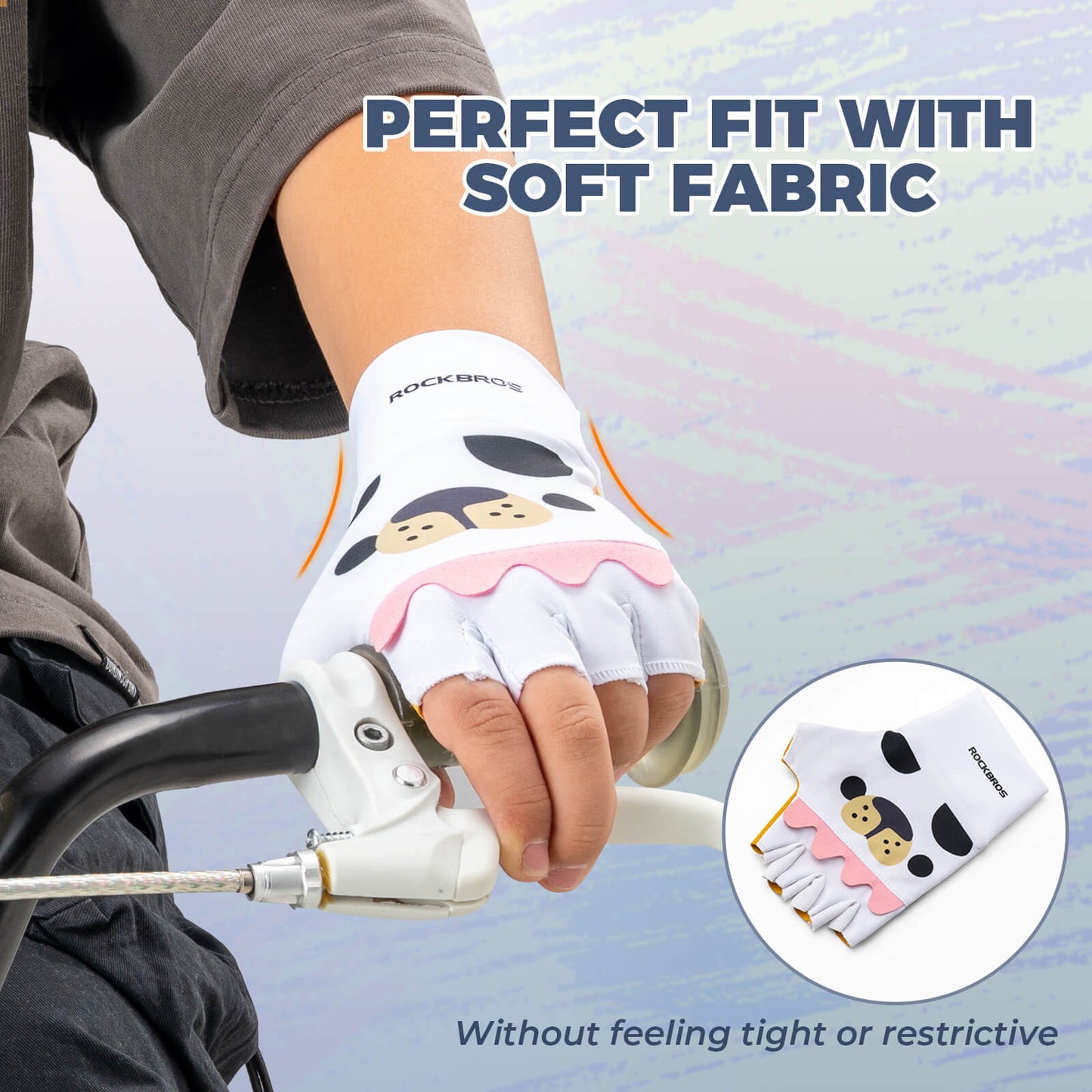 Cute Kids Half-Finger Cycling Gloves Non-Slip Padded Unisex